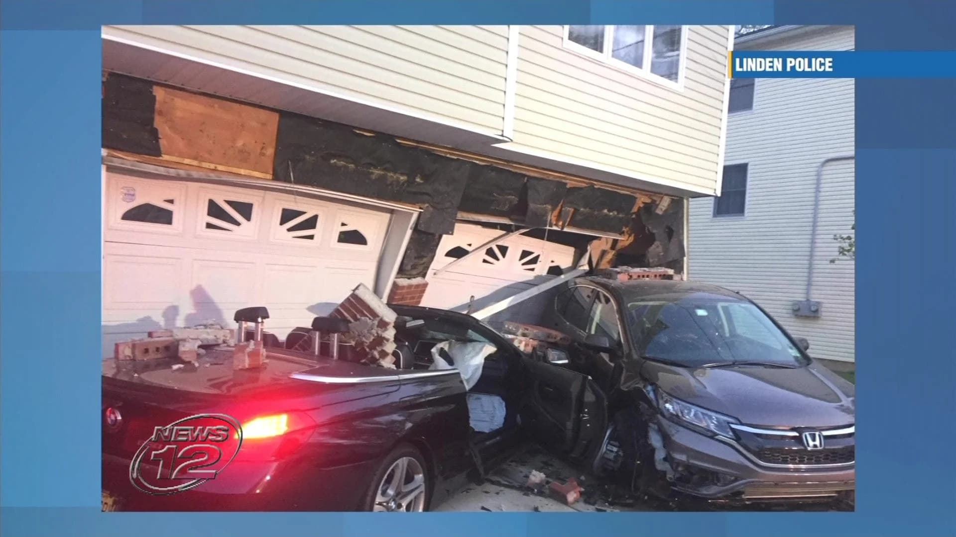 Driver in convertible plows into Linden home