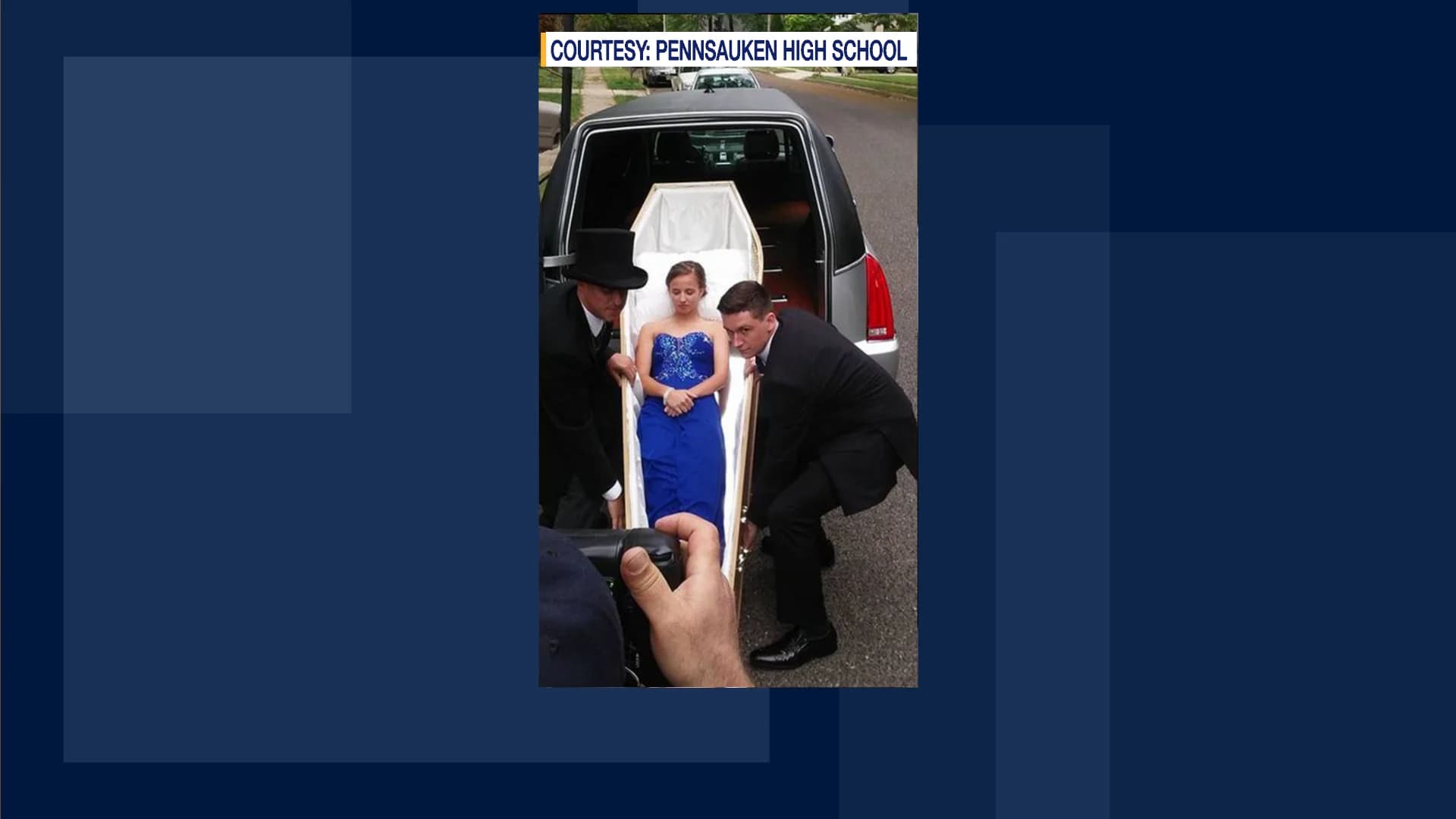 New Jersey high school student shows up for prom in coffin