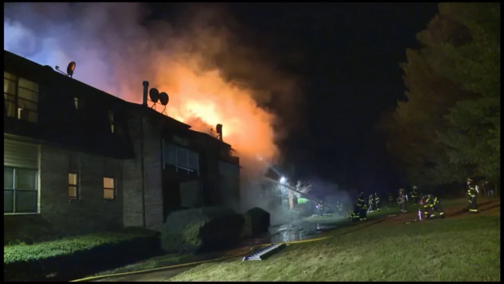 Large apartment building fire forces over 30 people from homes