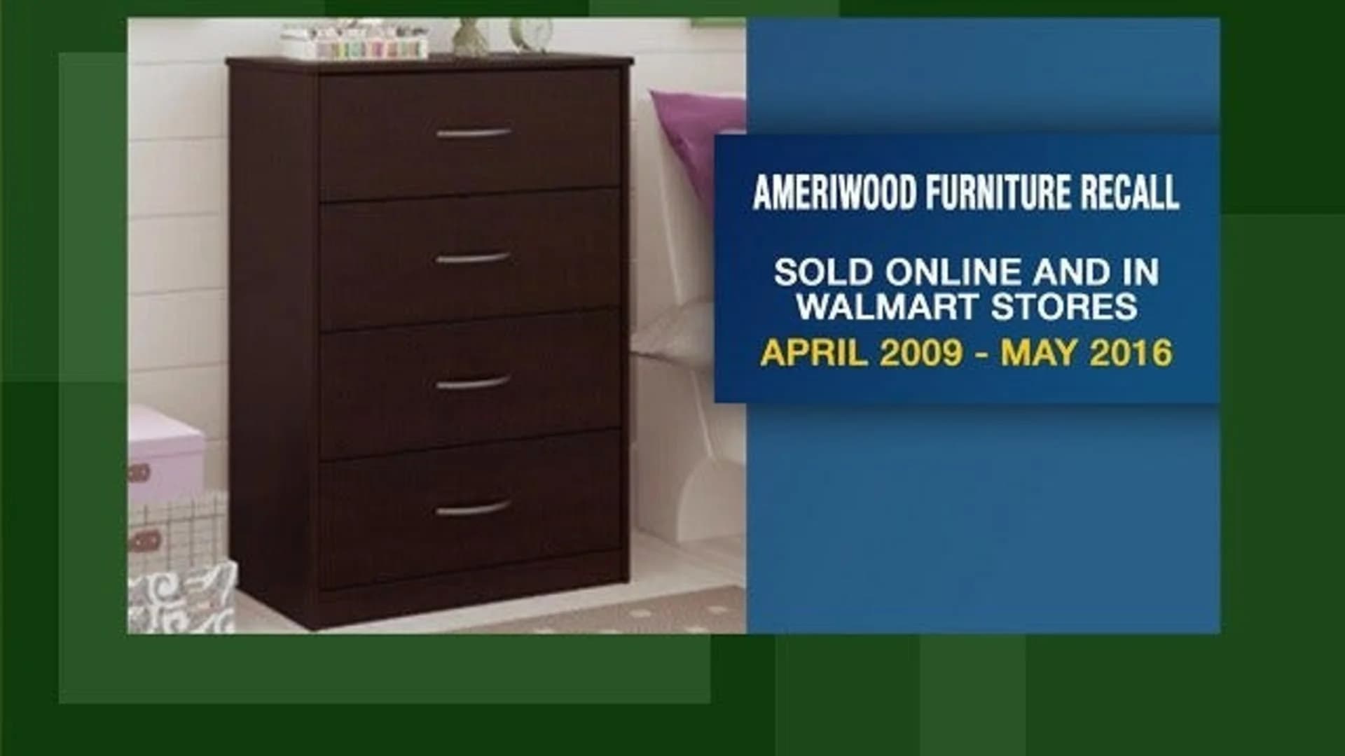 About 1.6M wooden chests sold at Walmart recalled