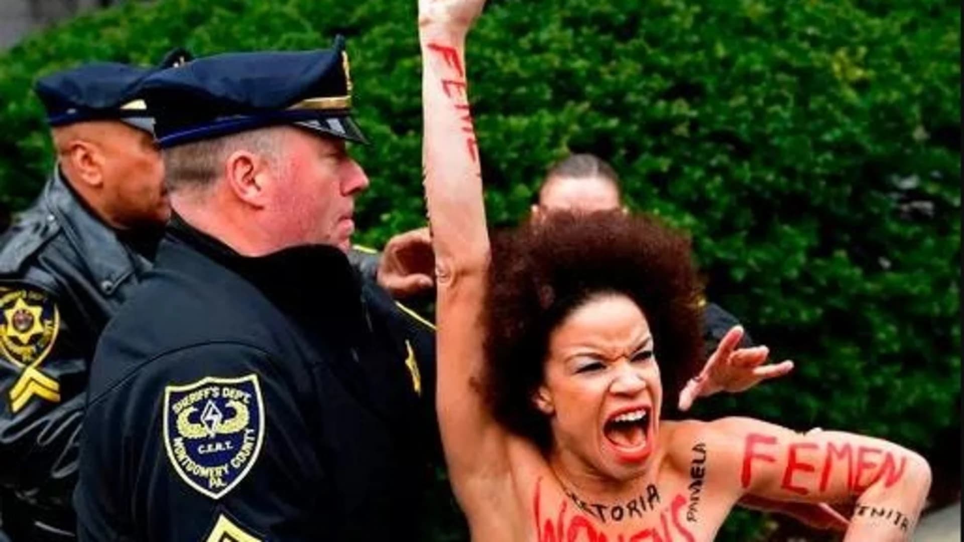 Topless protester a former 'Cosby Show' actress and activist