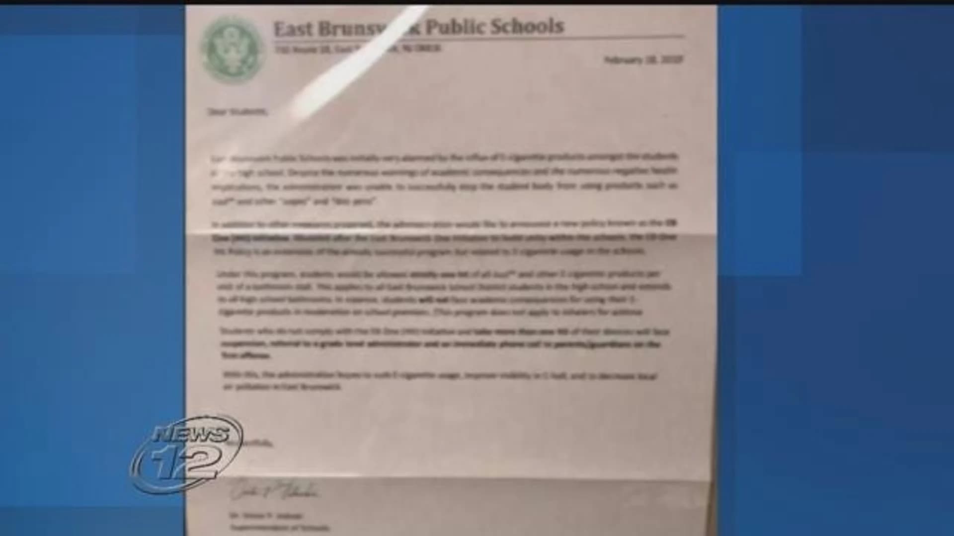 Official: Student admits to forging letter about e-cigarette policy