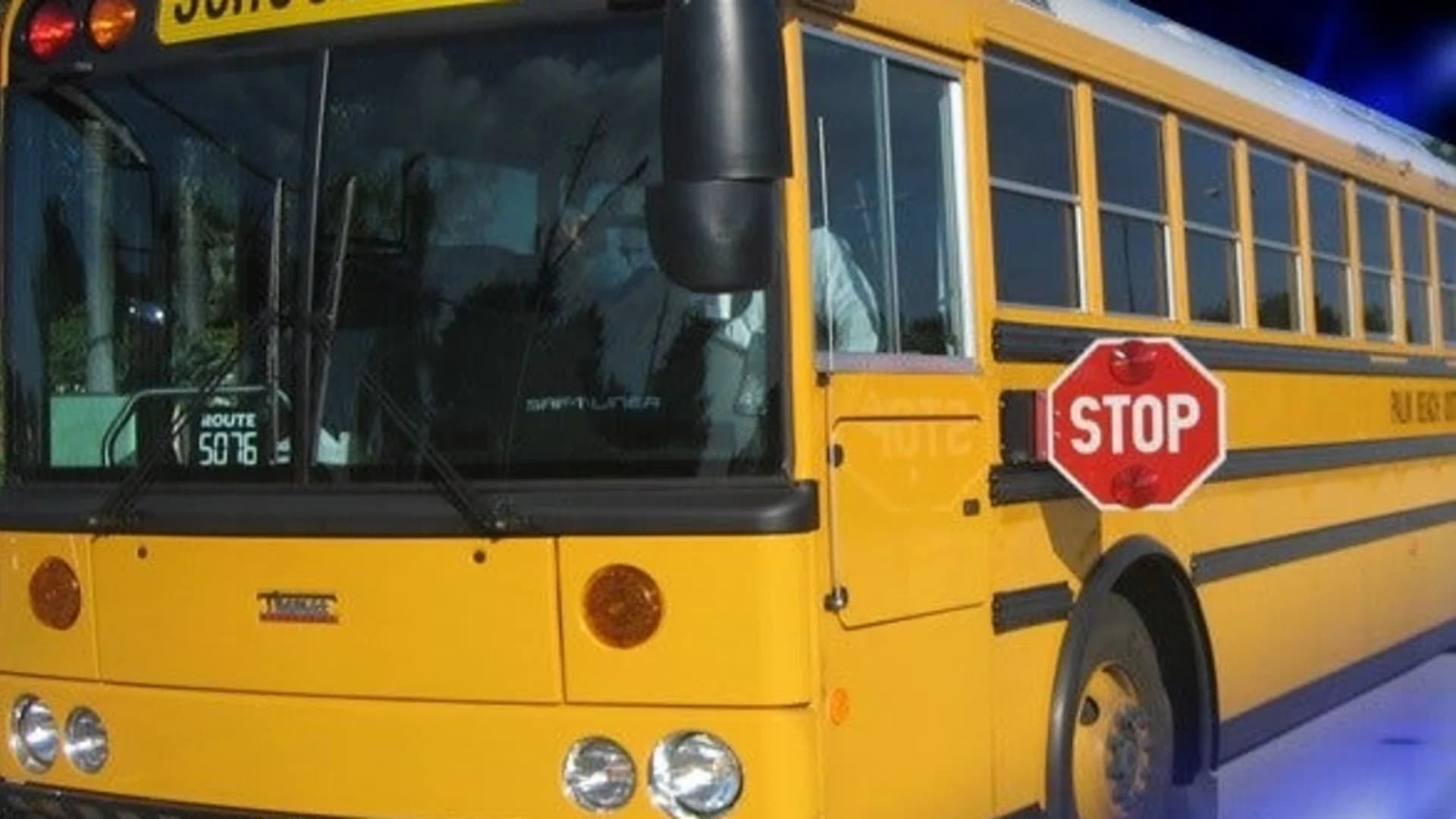 Authorities: Stolen school bus traveling wrong way crashes into car; sparks intense fire