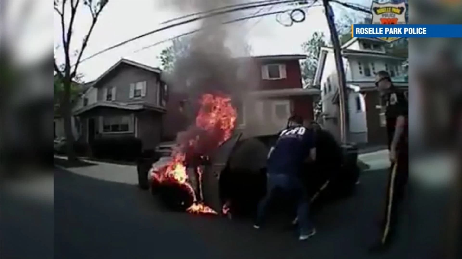 Roselle Park police save man from burning car after he fell asleep