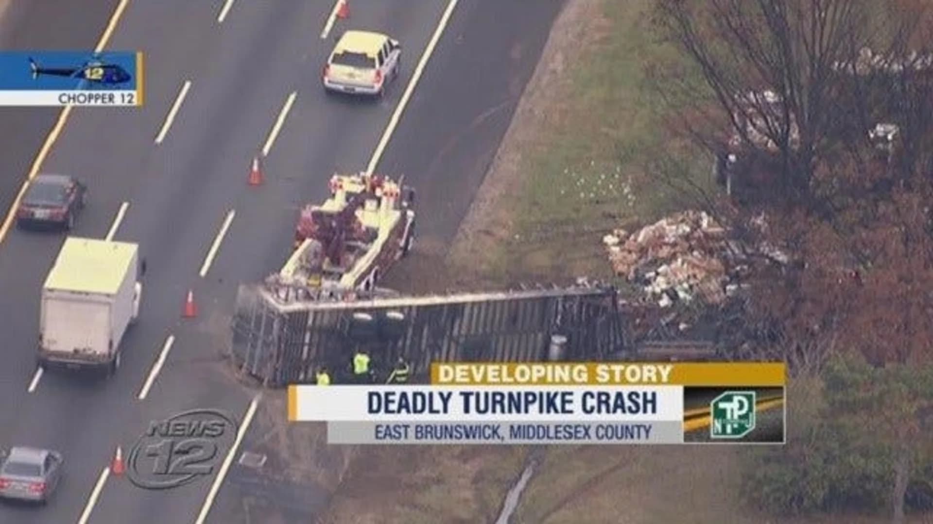 Tractor-trailer driver killed in fiery crash on NJ Turnpike