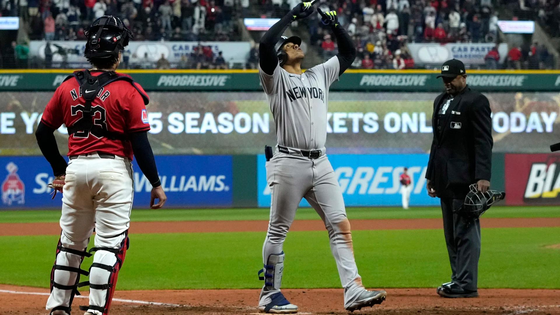 Juan Soto's 3-run homer in 10th sends Yankees past Guardians 5-2 and into World Series for 41st time