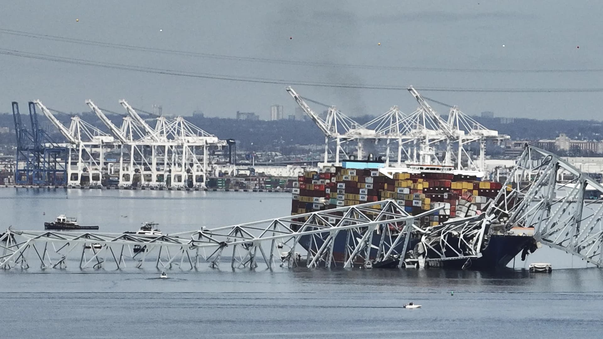 Baltimore bridge collapses after powerless cargo ship rams into support column; 6 presumed dead