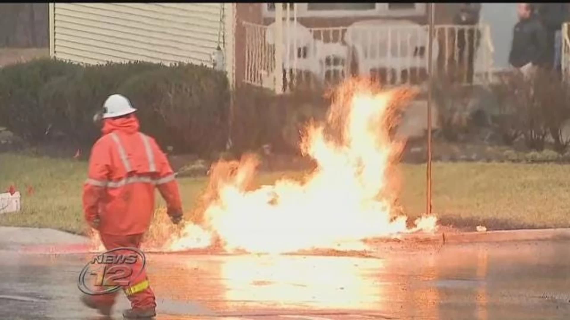 Officials: Storm gusts knock down power lines, sparking gas fire in Union Township