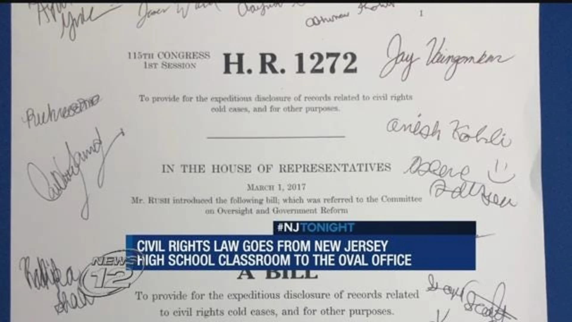 NJ high school students draft bill that was signed by President Trump into law